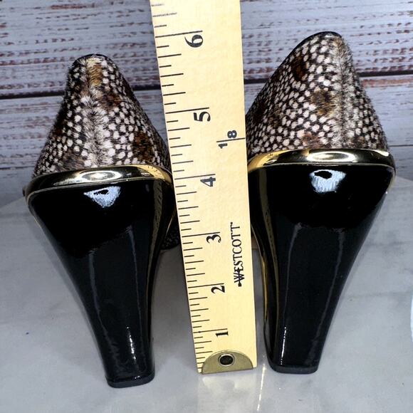 Diane Von Furstenberg Vintage Real Calf Fur Animal Print Block Heel Pumps Sz 7 - Picture 11 of 12